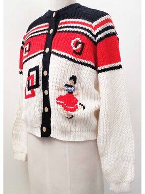 Vintage 50s/60s Womens Knit Rockabilly Cardigan Sweater Cowichan Swing Dancing